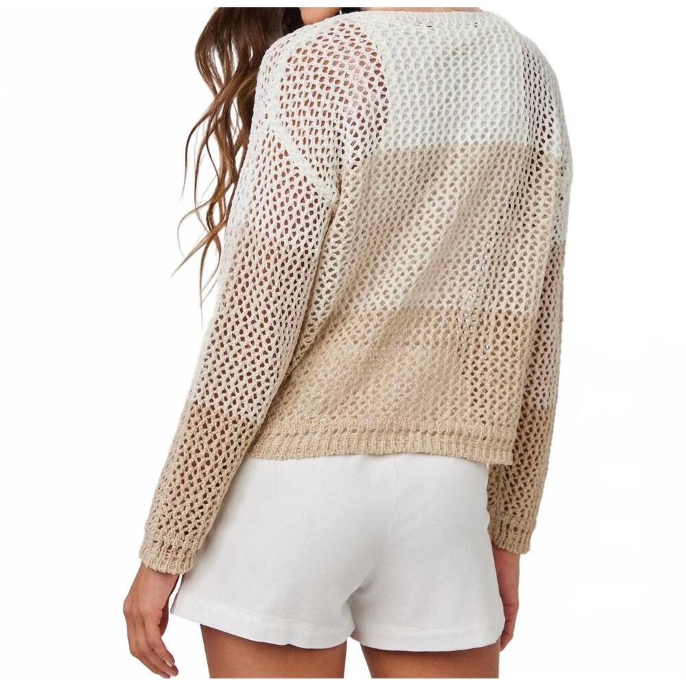 NEW BELLA DAHL relaxed drop shoulder sweater in khaki color block - Picture 3 of 4